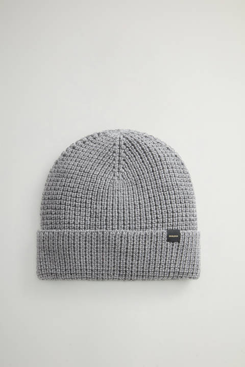 Beanie in Pure Merino Virgin Wool with Honeycomb Stitch Gray | Woolrich
