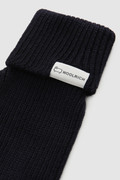 Ribbed virgin wool Gloves with logo