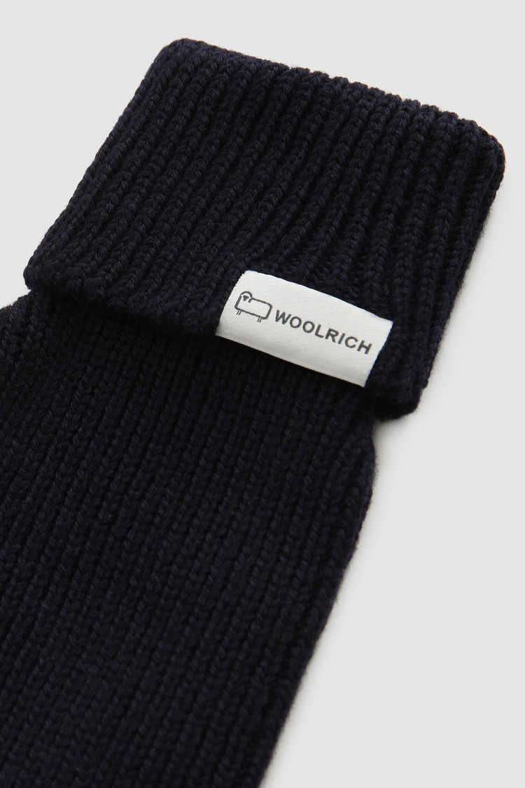 Gerippte Handschuhe aus Schurwolle mit Logo