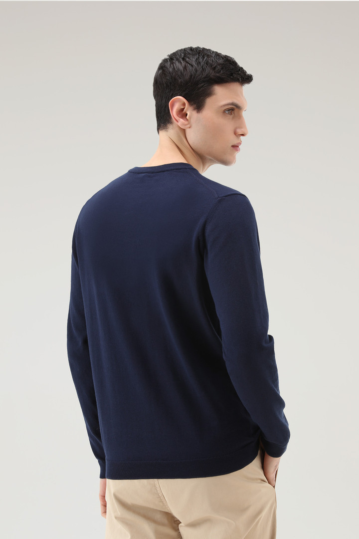 Sweater mit Rundhalsausschnitt aus reiner Baumwolle Blau photo 3 | Woolrich