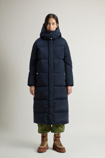 Aurora Long Parka in Stretch Nylon Blue | Woolrich