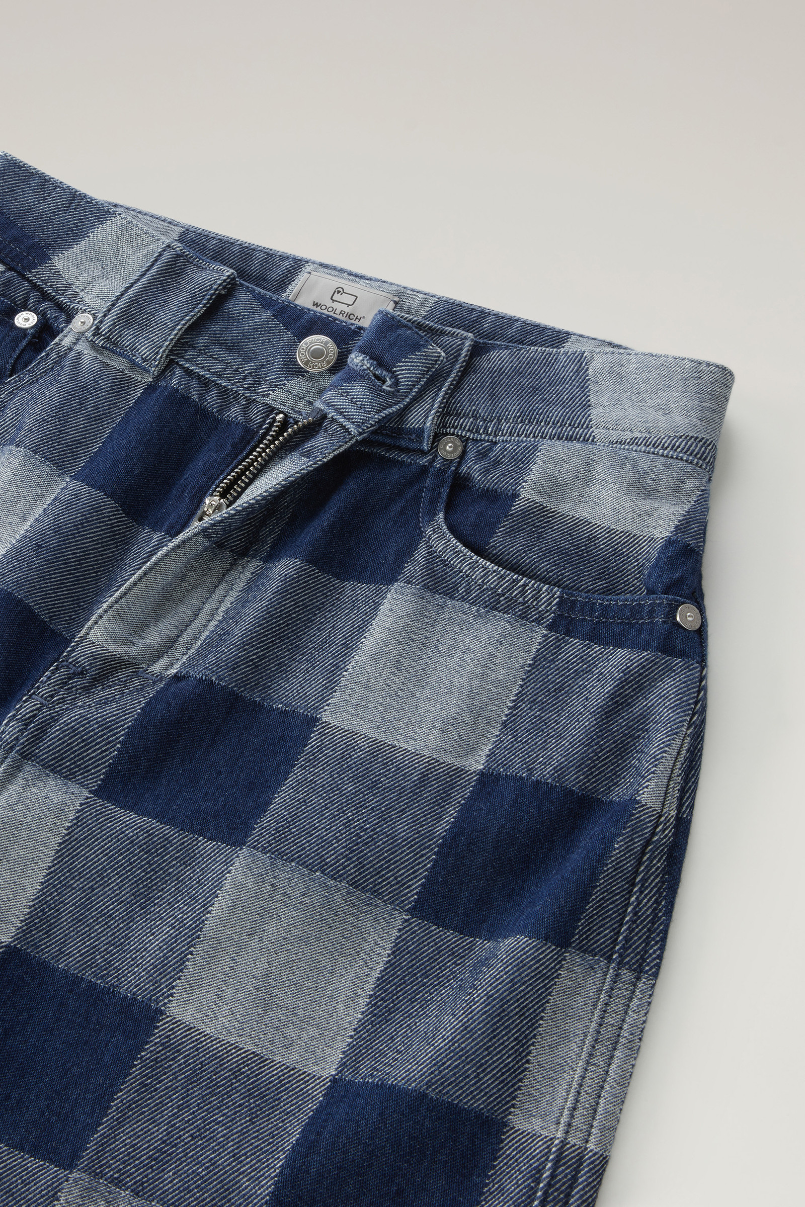 Minigonna a quadri in denim di puro cotone blu photo 5 | Woolrich