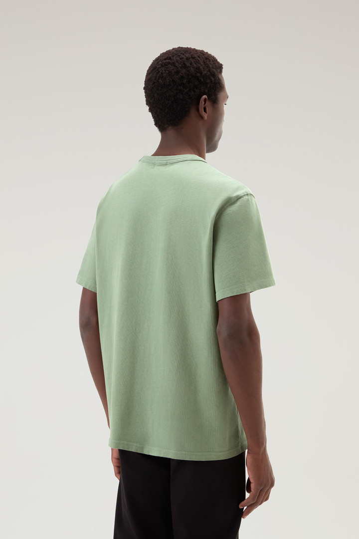 T-Shirt in Pure Cotton with Text Green photo 3 | Woolrich