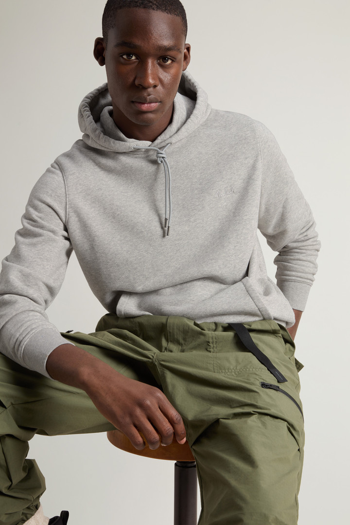 Hoodie in Cotton Fleece with Embroidered Logo Gray photo 4 | Woolrich