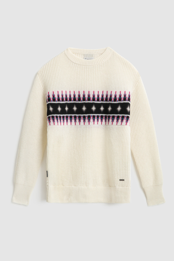 Jacquard pattern Crewneck Sweater in virgin wool