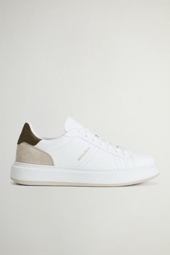 Leather Arrow Sneakers with Suede Insert White | Woolrich