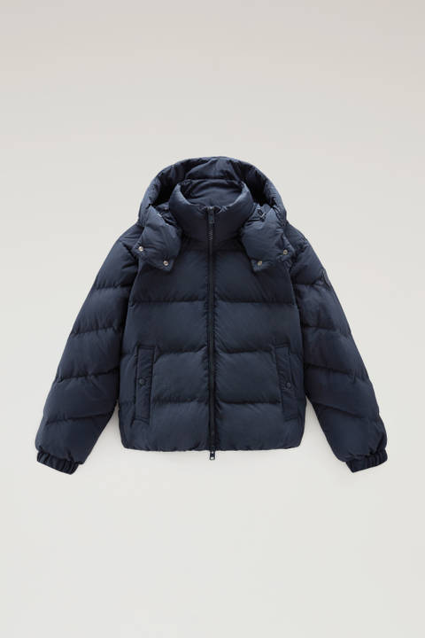 Quilted Down Jacket in Eco Taslan Nylon with Detachable Hood Blue photo 2 | Woolrich