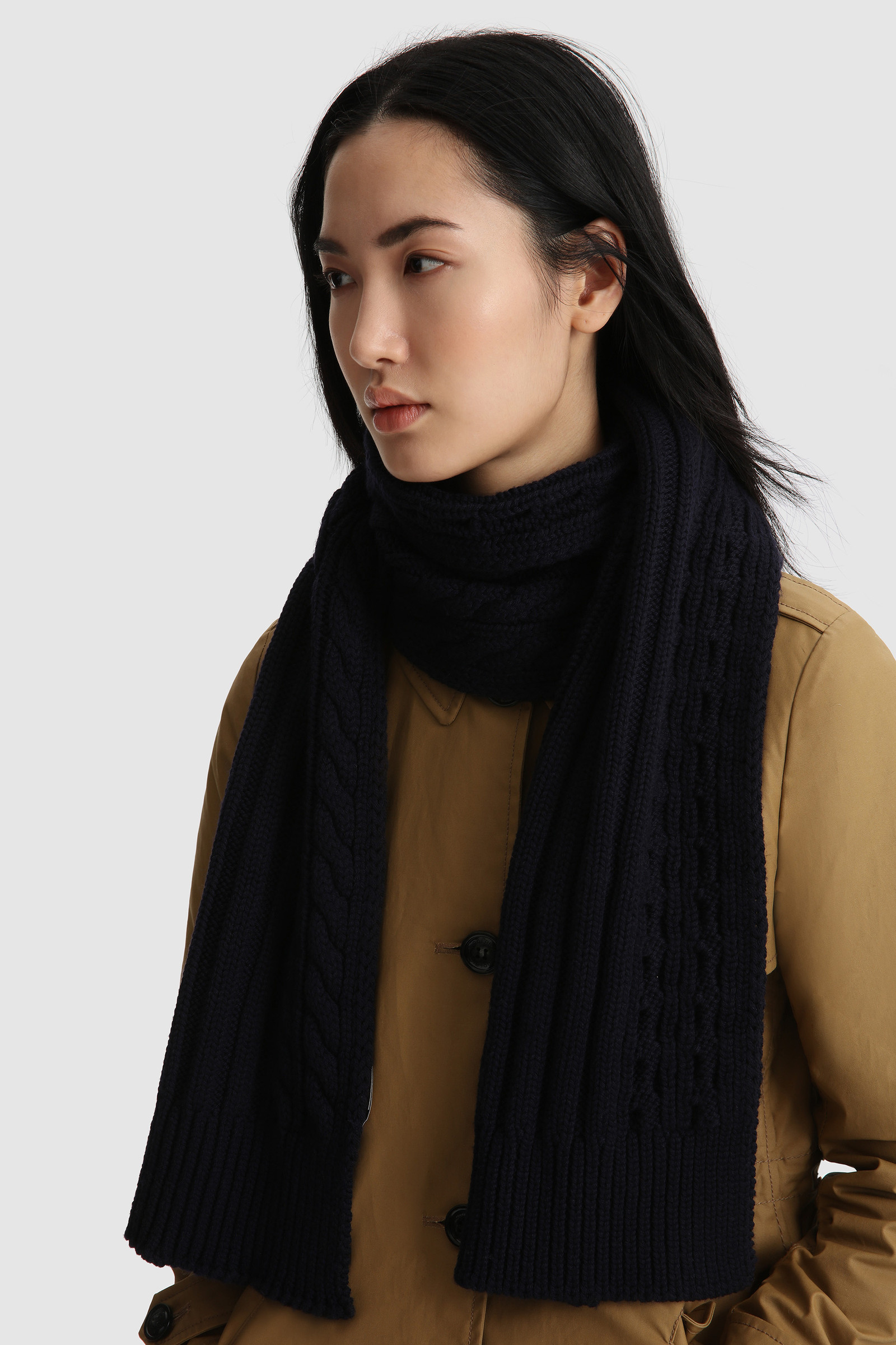 Virgin Wool Scarf with Ribbed Edges Blue photo 4 | Woolrich
