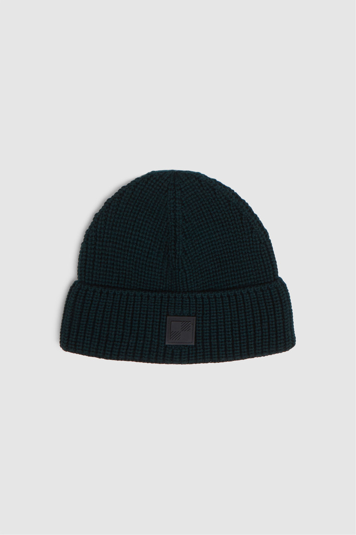 Wool beanie with check logo