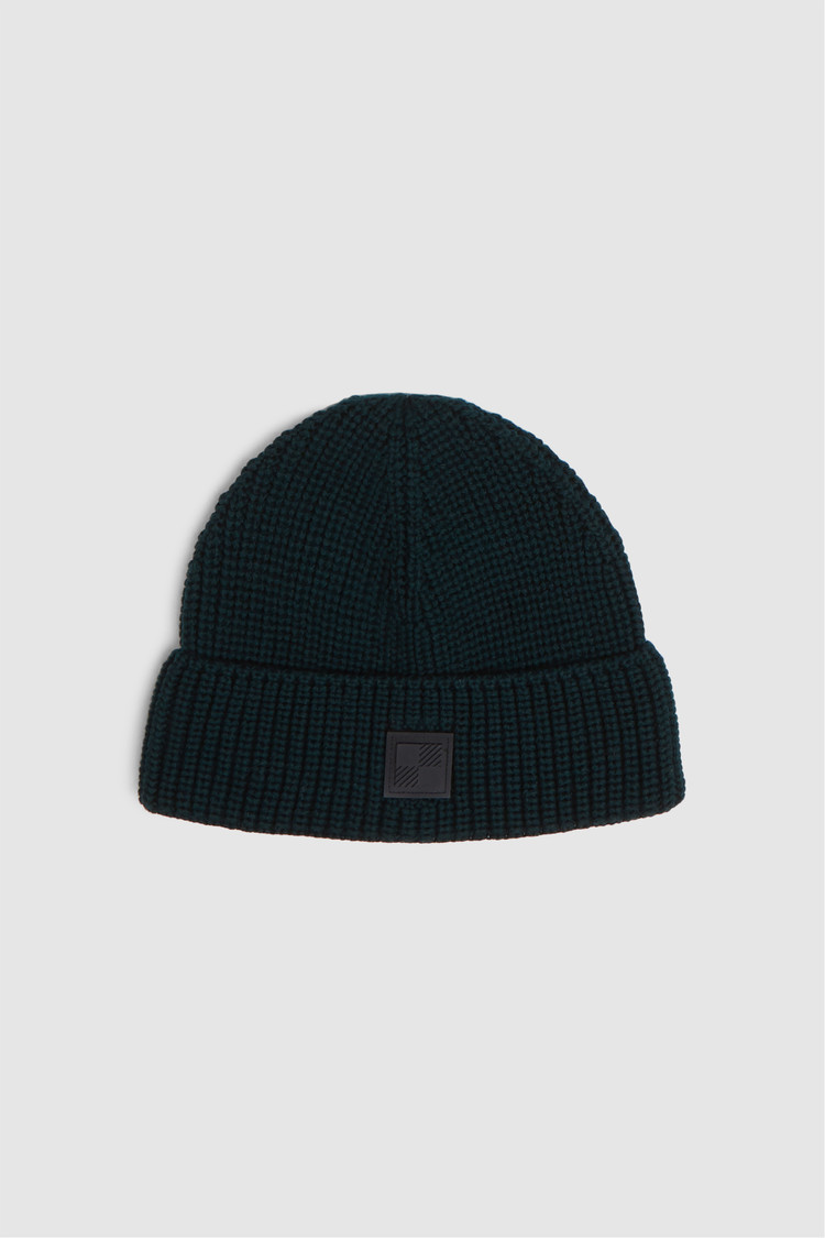 Wool beanie with check logo