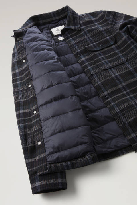 Alaskan Padded Check Overshirt in Recycled Italian Wool Blend Blue photo 2 | Woolrich