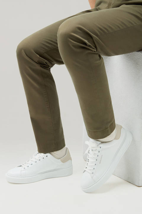 Sneakers Classic Court en cuir avec écusson contrastant Blanc photo 2 | Woolrich