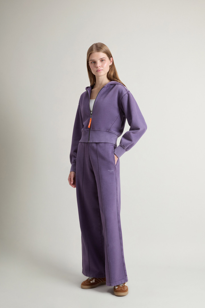 Felpa crop con cappuccio da ragazza in puro cotone tinta in capo Viola photo 2 | Woolrich