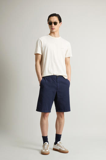 Garment-Dyed Cotton- and Linen-Blend Shorts Blue | Woolrich