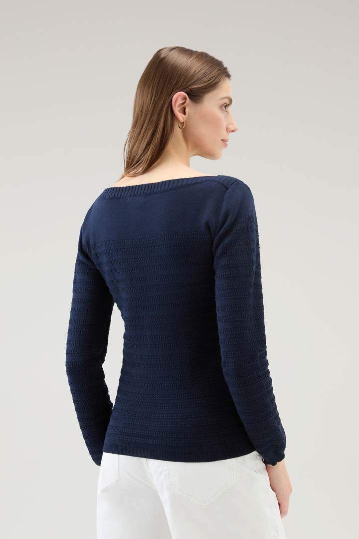 Sweater aus reiner Baumwolle mit U-Boot-Ausschnitt Blau photo 3 | Woolrich