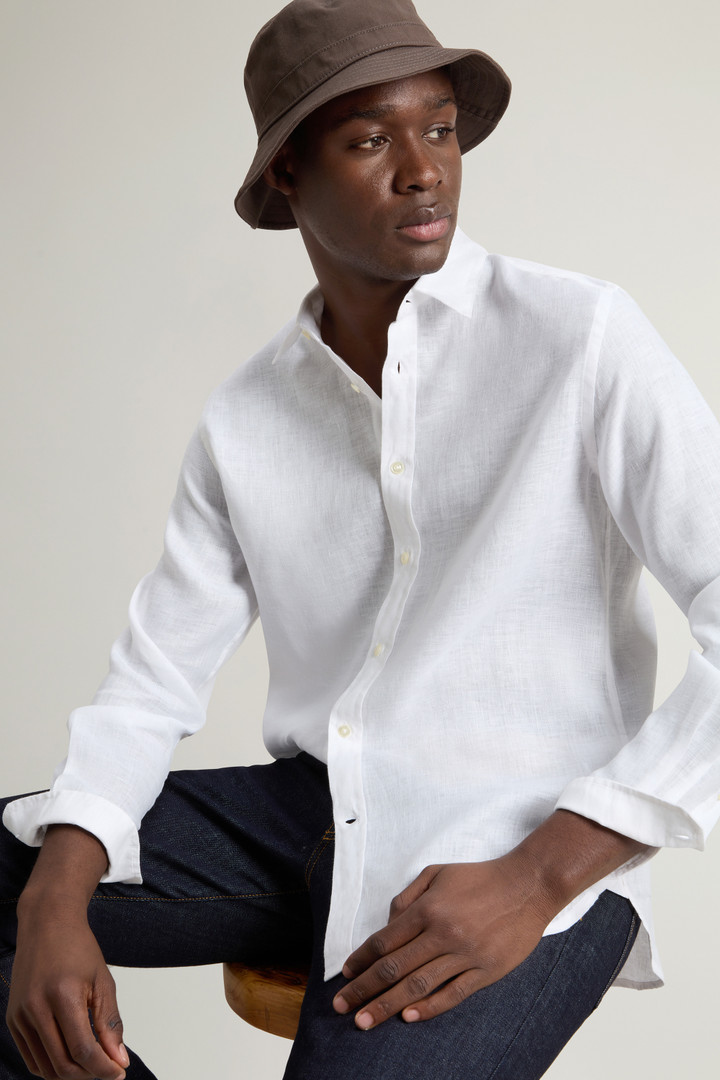 Garment-Dyed Pure Linen Shirt White photo 4 | Woolrich