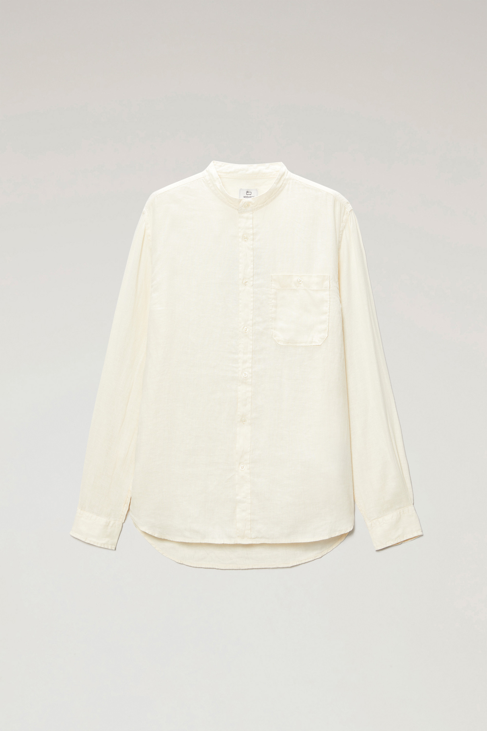 Stückgefärbtes Shirt aus reinem Leinen mit Stehkragen weiß | Woolrich