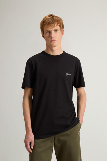 Pure Cotton T-Shirt with Logo Black | Woolrich