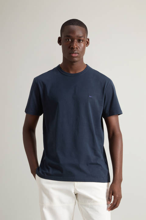 Pure Cotton Sheep T-shirt with Patch Blue | Woolrich