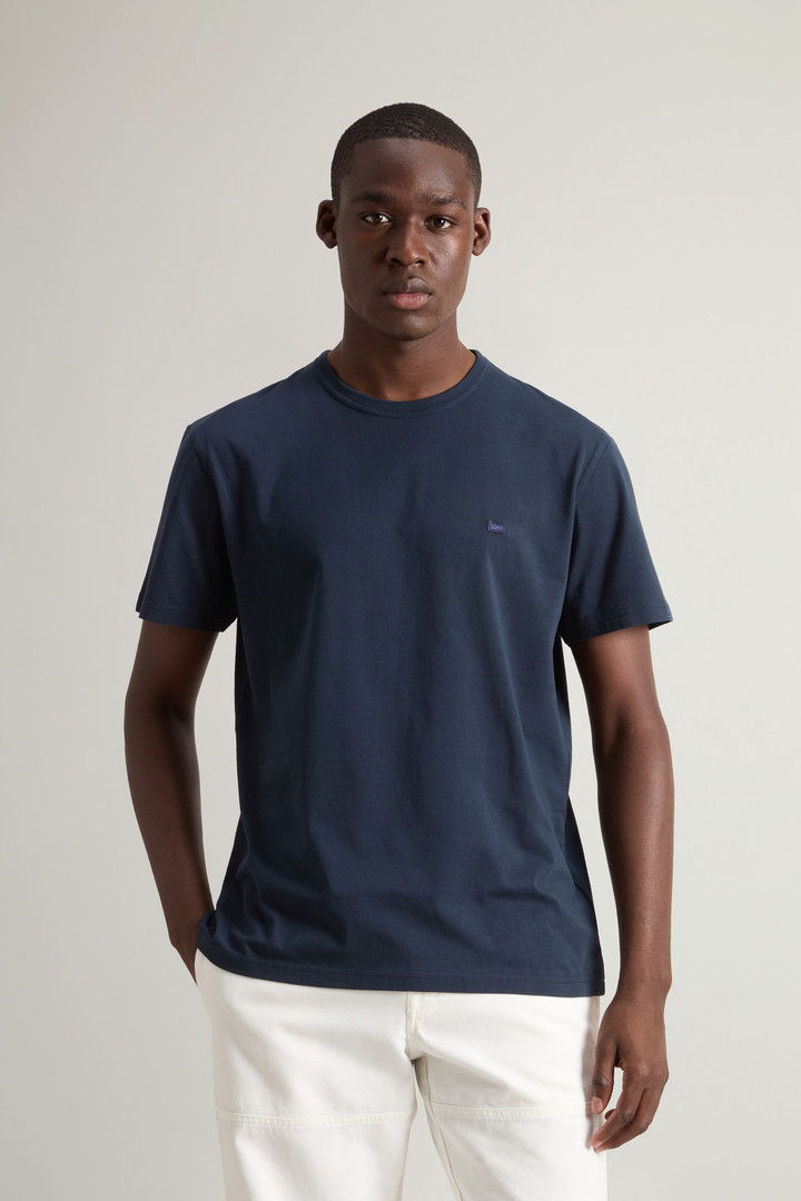 Pure Cotton Sheep T-shirt with Patch Blue photo 1 | Woolrich
