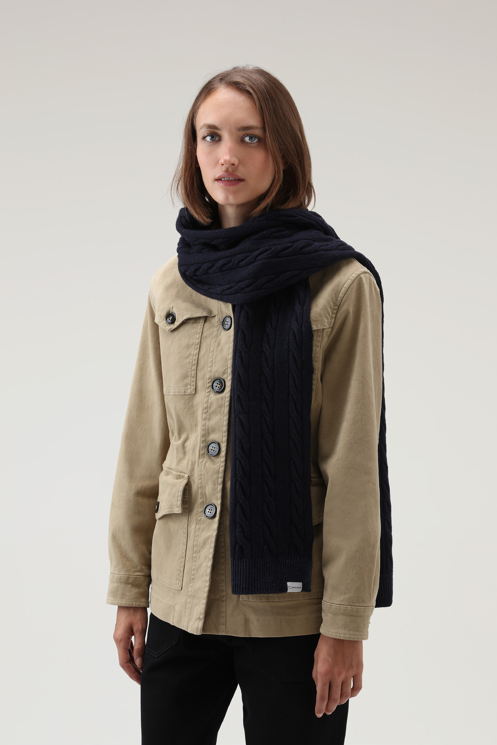 Garment-Dyed Cable-knit Scarf Blue photo 4 | Woolrich