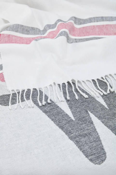 Manta de mezcla de lino y algodón con logotipo jacquard Blanco photo 2 | Woolrich