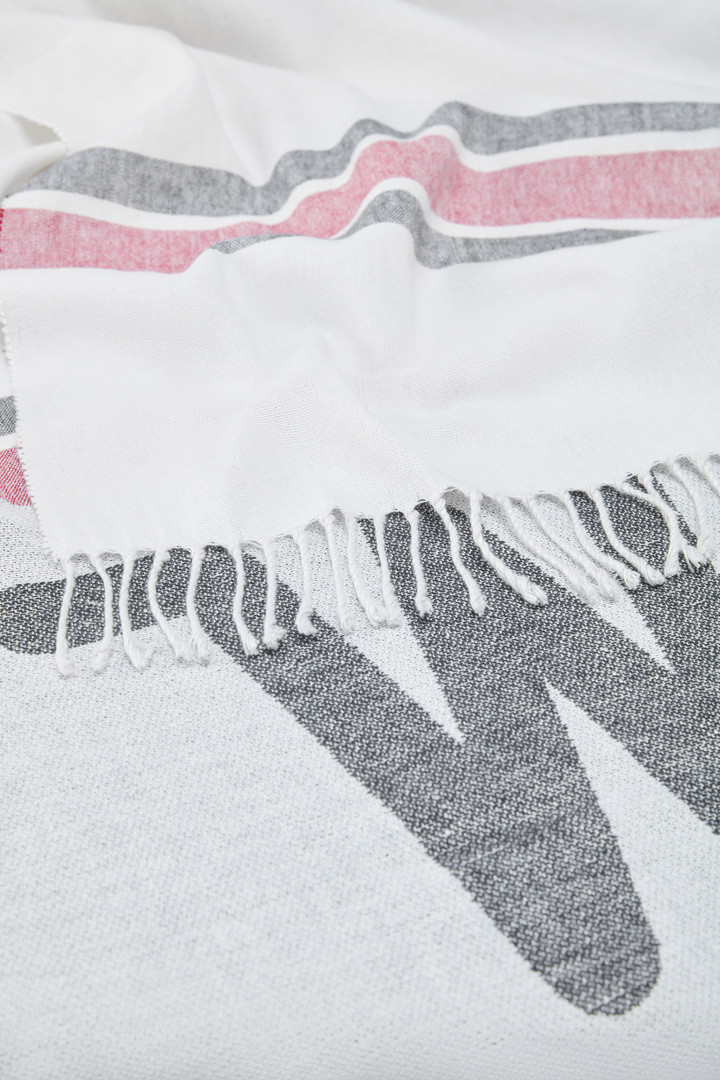 Couverture en mélange de lin et coton avec logo jacquard Blanc photo 2 | Woolrich