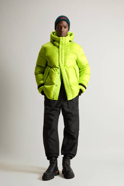 Recycled Pertex Quantum Nylon Down Jacket with Hood Yellow | Woolrich