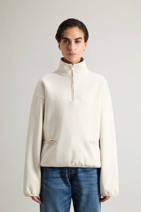 Sweat-shirt à col montant en coton mélangé Blanc | Woolrich