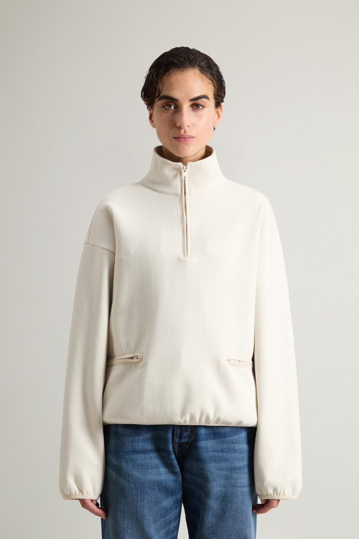 Cotton-Blend Sweatshirt with High Neck White photo 1 | Woolrich