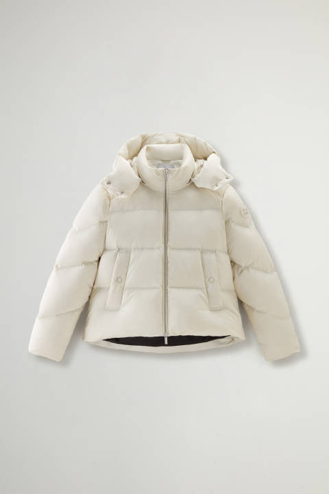 Short Alsea Down Jacket in Stretch Nylon with Detachable Hood White photo 2 | Woolrich