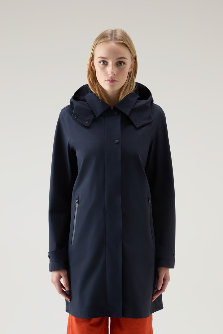 High Tech Nylon Trench Coat with Detachable Hood Blue photo 1 | Woolrich