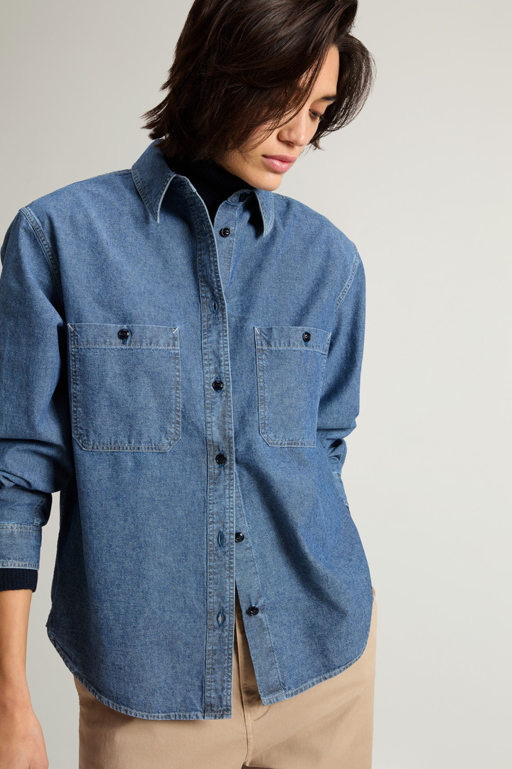 Shirt in Pure Cotton Chambray Blue photo 4 | Woolrich