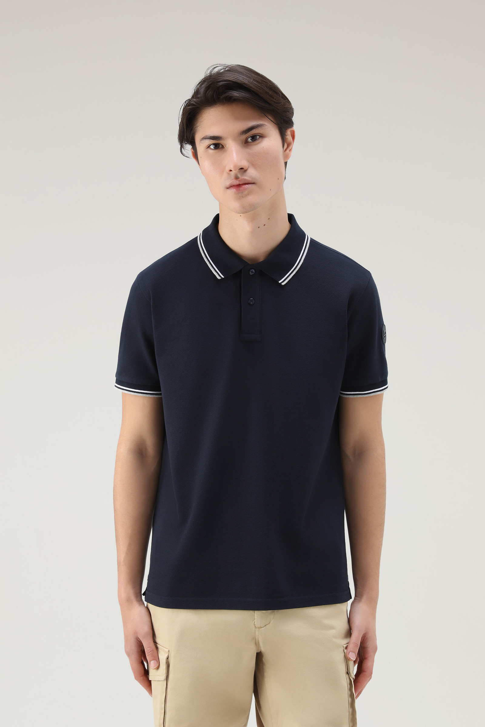 Polo Monterey en sergé de coton stretch bleu | Woolrich