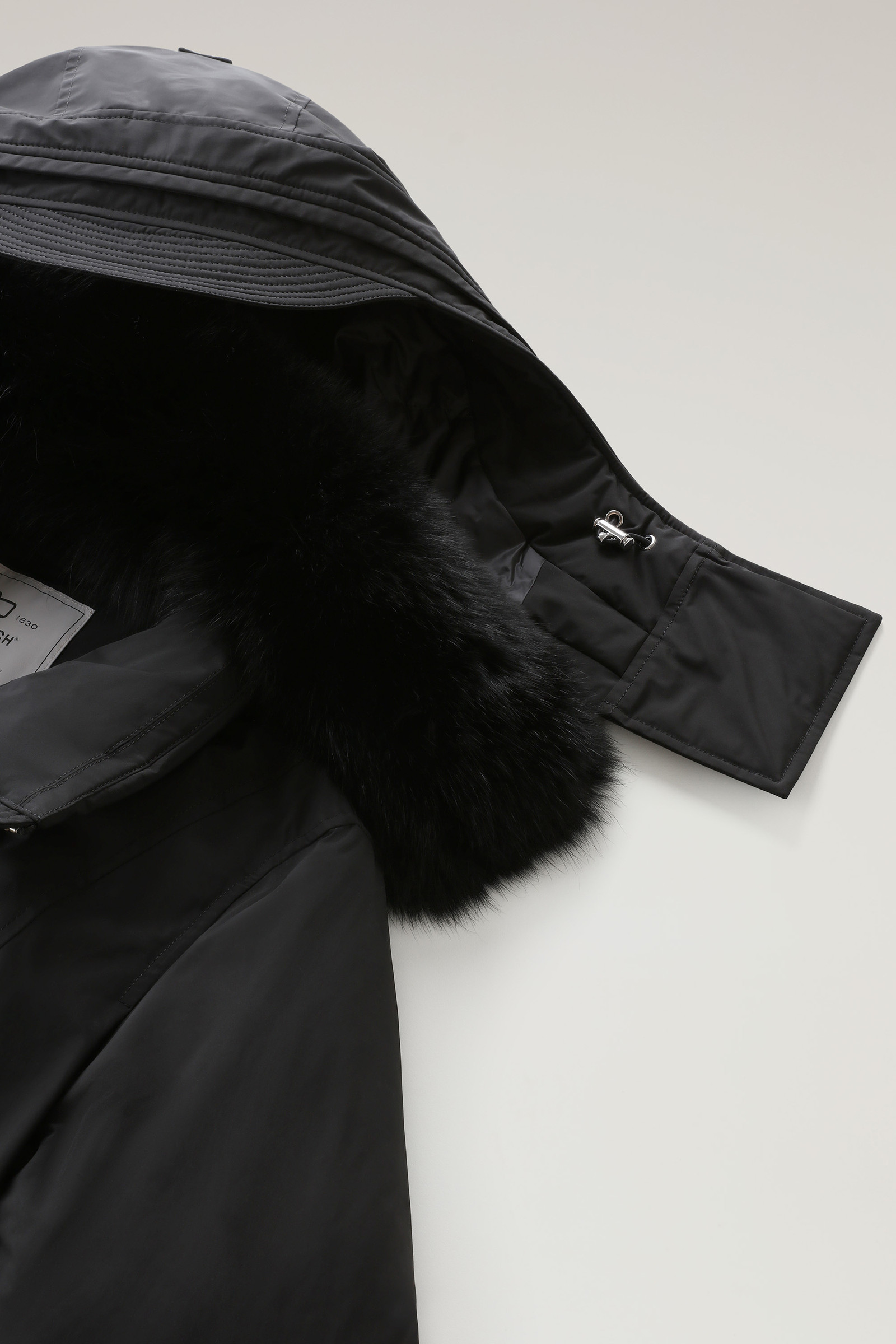 louis Vuitton black parka remobable hoodie silver fox trim men size 54/XL  (F2)