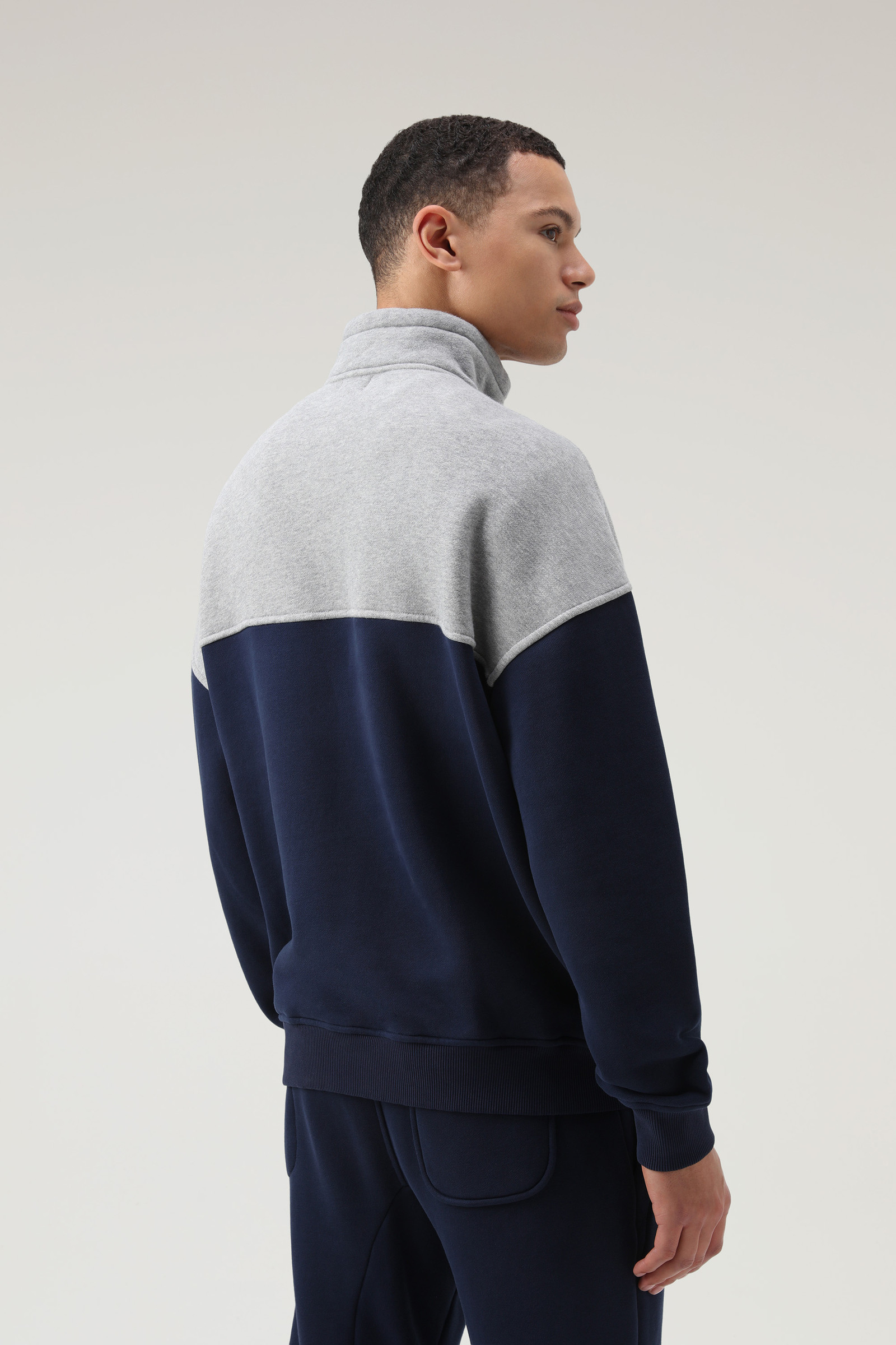 Sweat-shirt Color Block avec demi-zip et logo imprimé bleu photo 3 | Woolrich