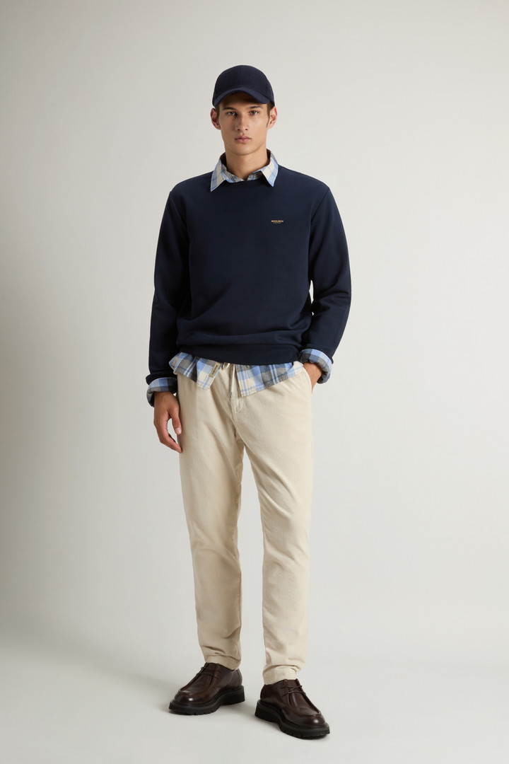 Crewneck Sweatshirt in Cotton-Blend Interlock with Logo Blue photo 2 | Woolrich