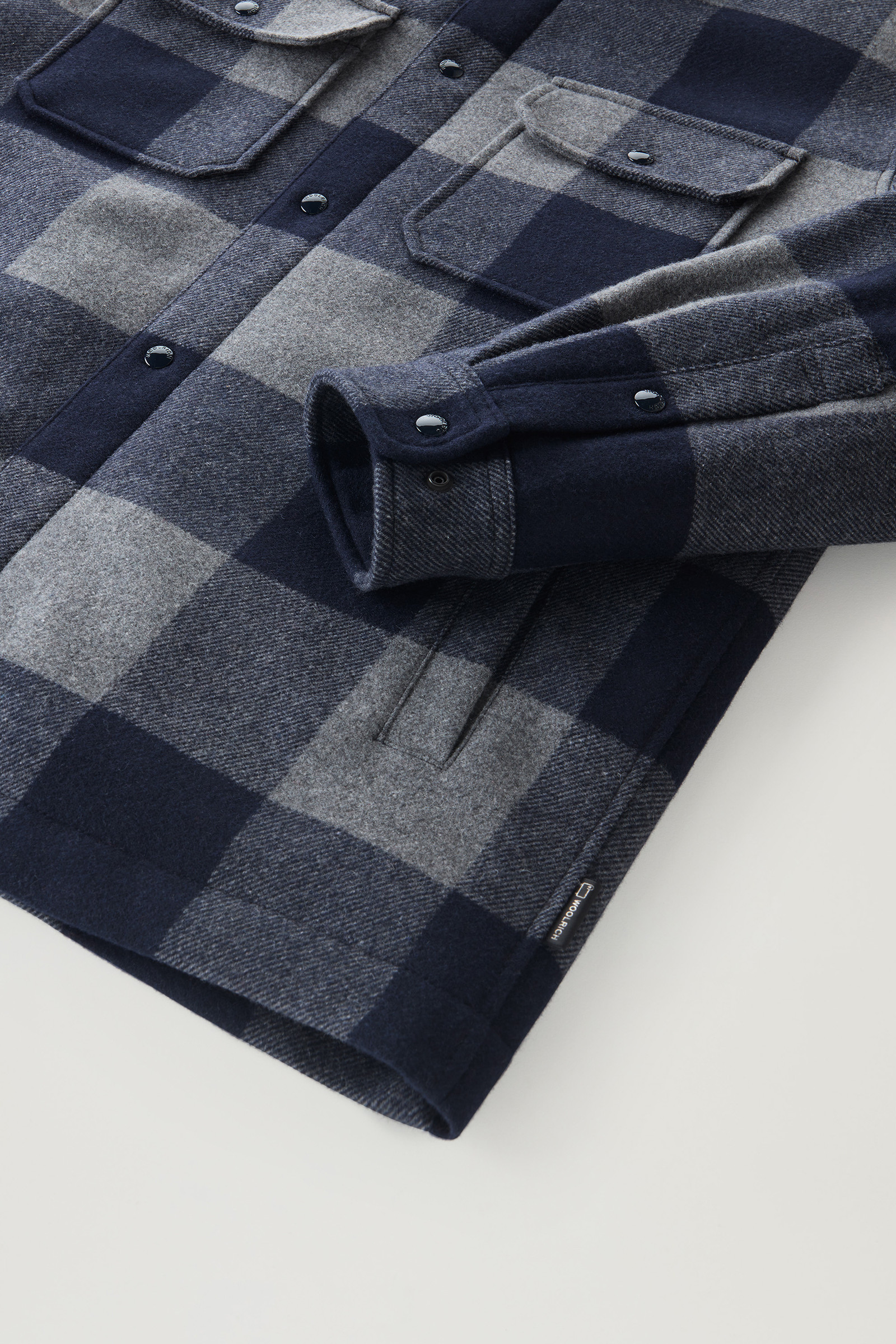 Alaskan Padded Check Overshirt in Recycled Italian Wool Blend Blue photo 7 | Woolrich