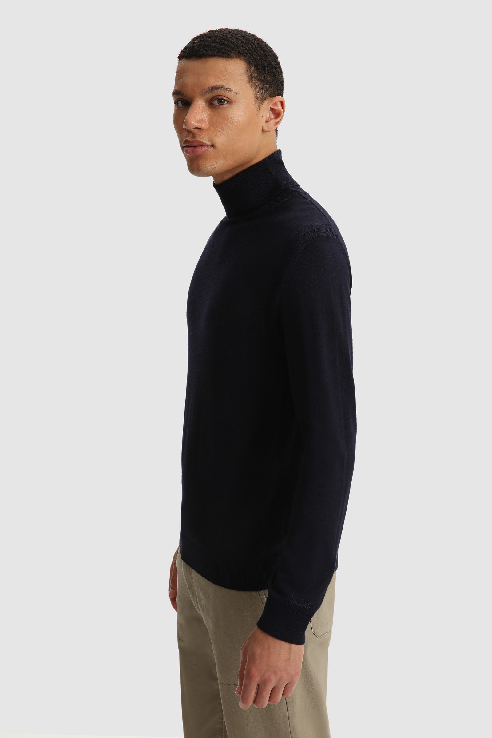 Men's Turtleneck Sweater in extra fine merino wool Blue | Woolrich