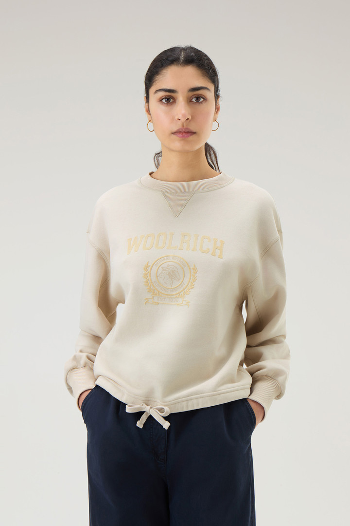 Woolrich Women Ivy Crewneck Sweatshirt in Cotton Blend White Size M