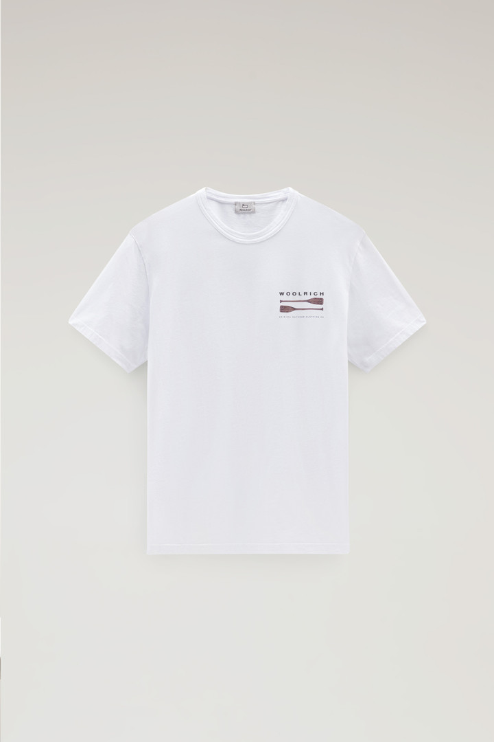 Lakeside T-shirt aus reinem Baumwolljersey mit Aufdruck auf der Rückseite Weiß photo 1 | Woolrich