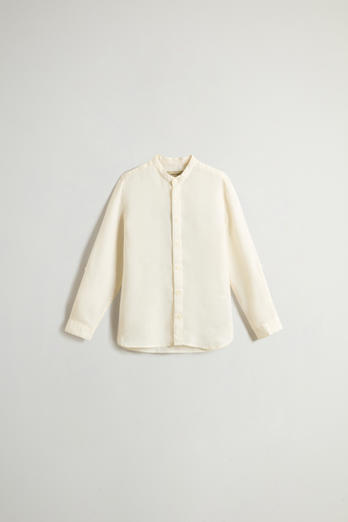 Camisa para niño de puro lino teñida en prenda Blanco | Woolrich
