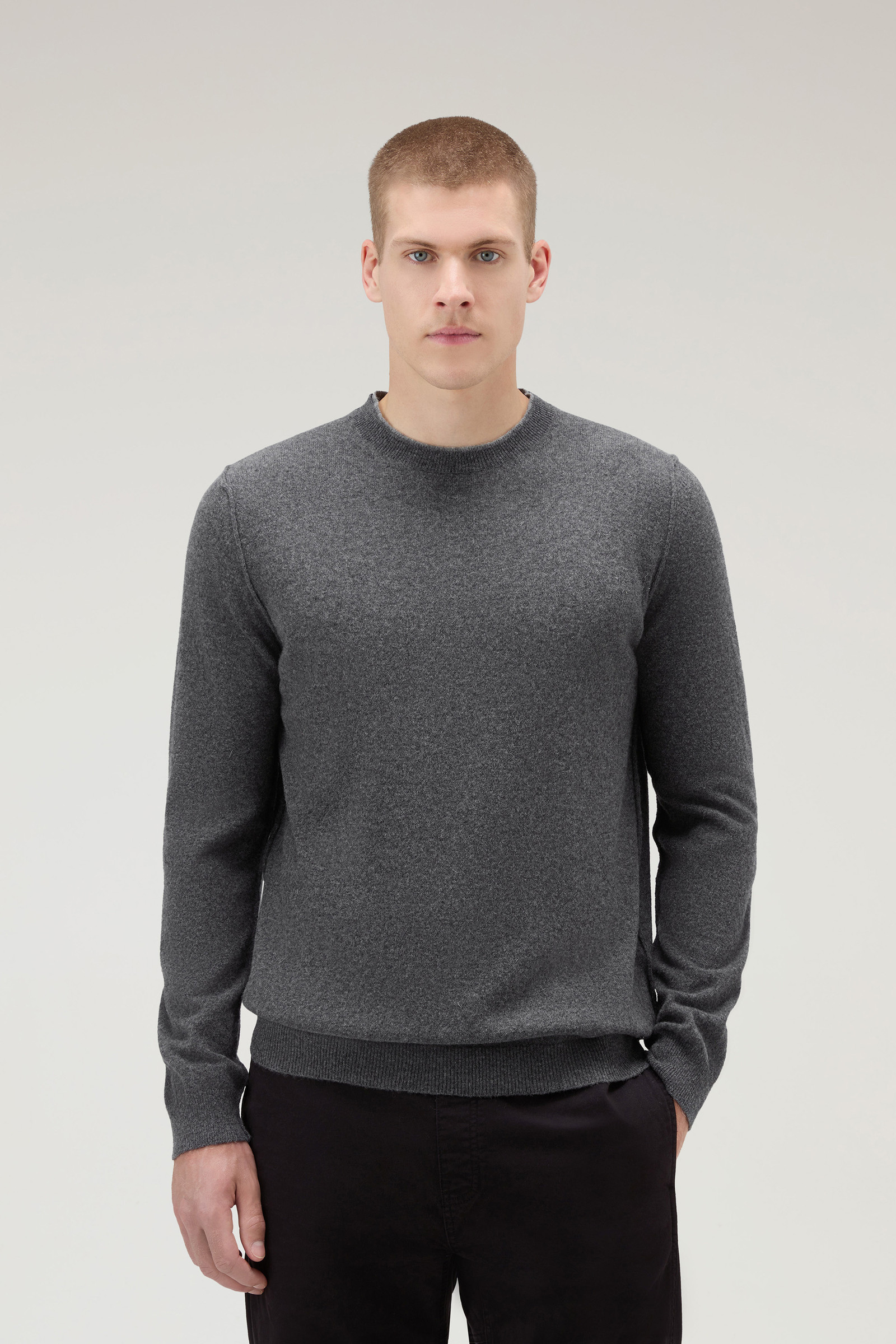 Men's Crewneck Sweater in Merino Wool Blend Grey | Woolrich USA