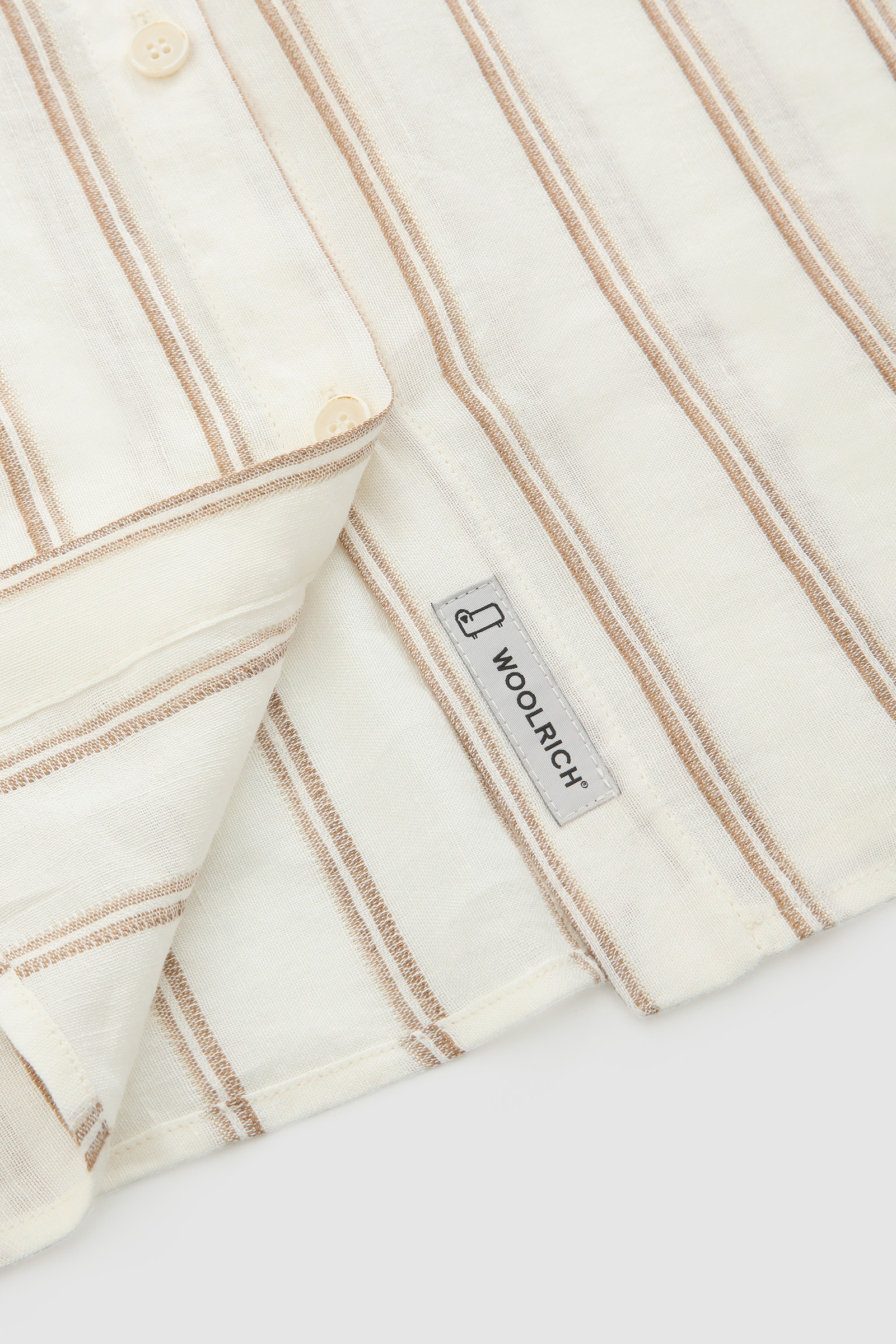 Striped Linen Blend Shirt White photo 9 | Woolrich
