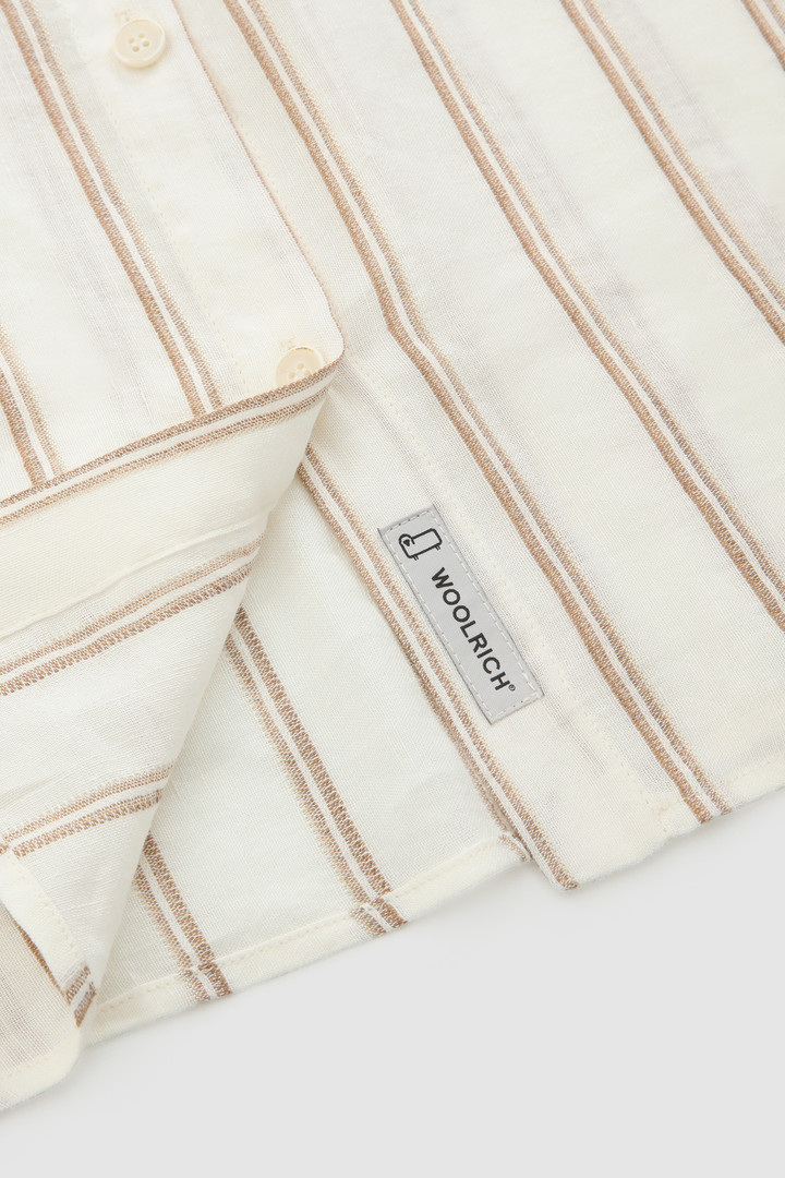 Striped Linen Blend Shirt White photo 9 | Woolrich