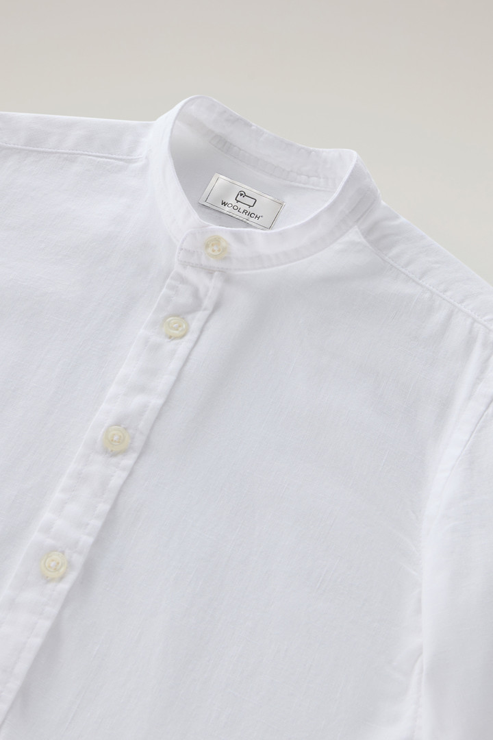 Girls' Band Collar Shirt in Cotton-Linen Blend White photo 3 | Woolrich