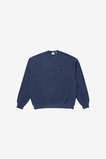 Rundhals-Sweatshirt aus reiner Baumwolle mit aufgesticktem Logo Blau | Woolrich