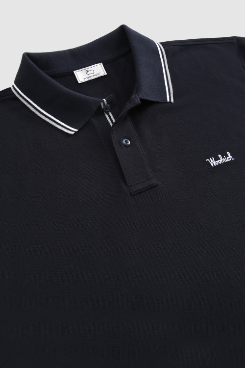 Monterey Polo Shirt in Stretch Cotton Piquet Blue photo 2 | Woolrich