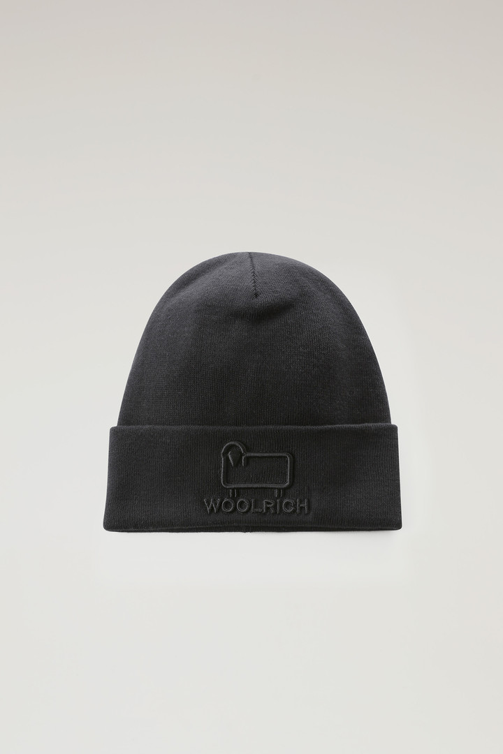 Woolrich Cotton Wool Black Beanie In Black