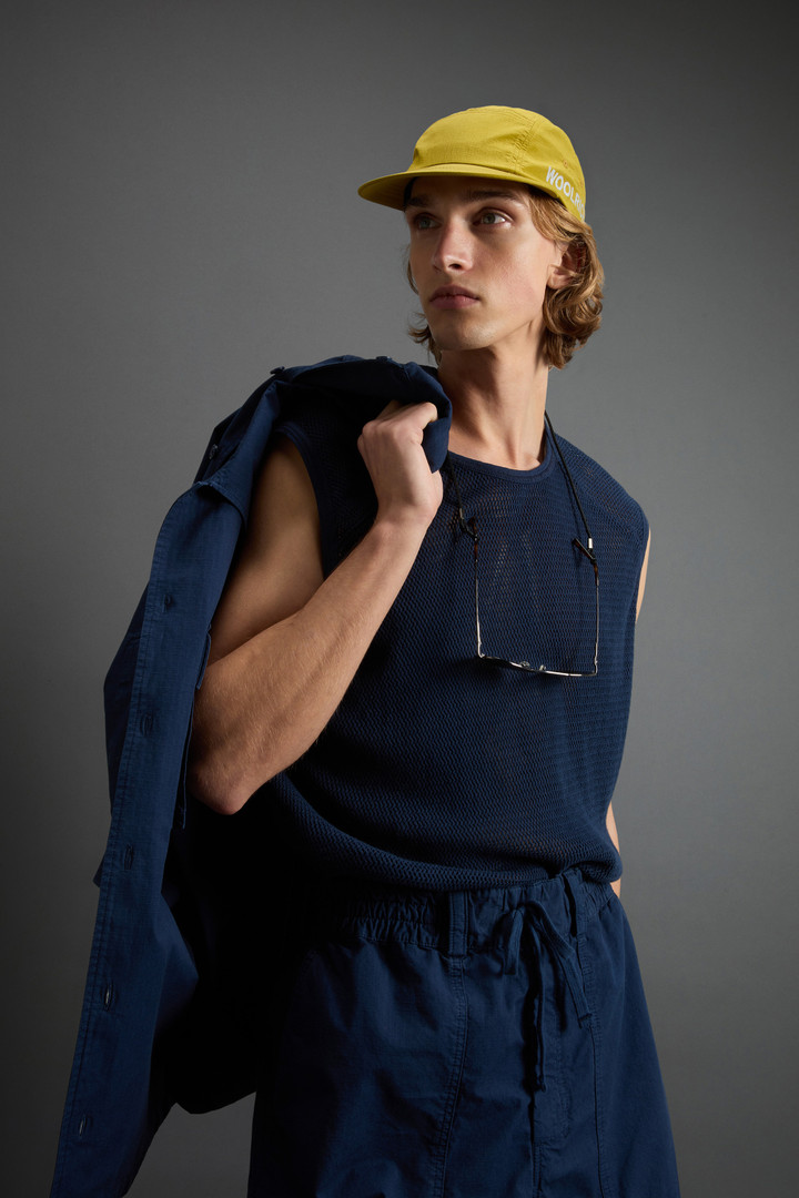 Tanktop aus reiner Baumwolle mit Netzmuster by Todd Snyder Blau photo 4 | Woolrich